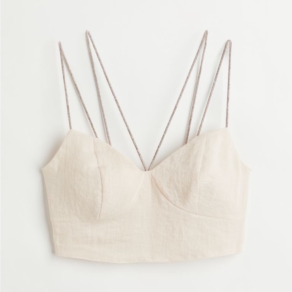 Rhinestones Ivory Crop Top